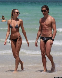 Victoria's Secret supermodel Candice Swanepoel and boyfriend Hermann Nicoli hitting the beach in Miami Beach